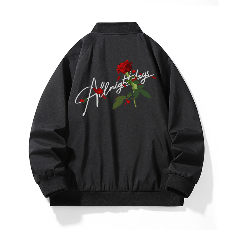 SMILE ISLAND 美式高街复古手绘涂鸦花体印花飞行员棒球夹克外套