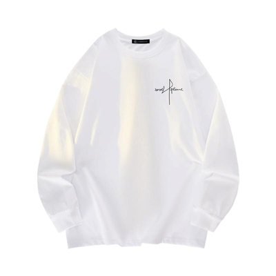 SMILE ISLAND 美式盐系自由笔尖胸标纯棉长袖T恤打底衫