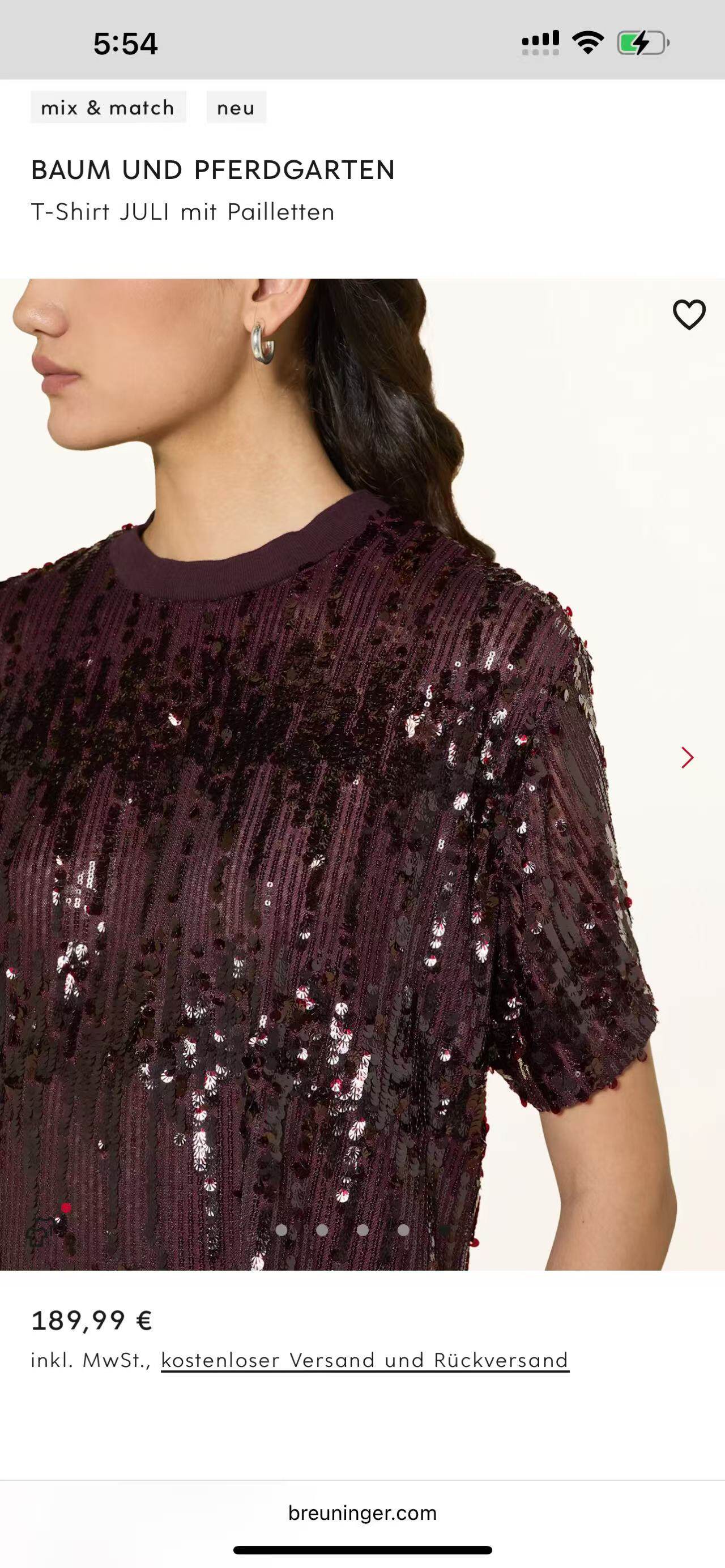 bau纯元新品闪片巨显白乌梅子酱酒红深秋 丹麦bup25秋冬亮片上衣