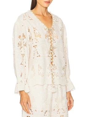 26早春新款欧式蕾丝镂空衬衫静奢风高级感罩衫Helsa风