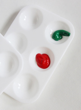 特惠6孔塑料长方形美术绘画调色盘 白色加厚儿童简易调色用品