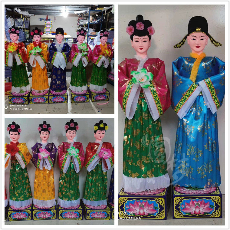 白事电动童男女丧事用品殡葬祭奠祭祀鞠躬童男童女一次性金童玉女