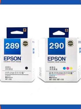 原装爱普生WF-100打印机墨盒 T289黑色 T290彩色 适合wf110打印机