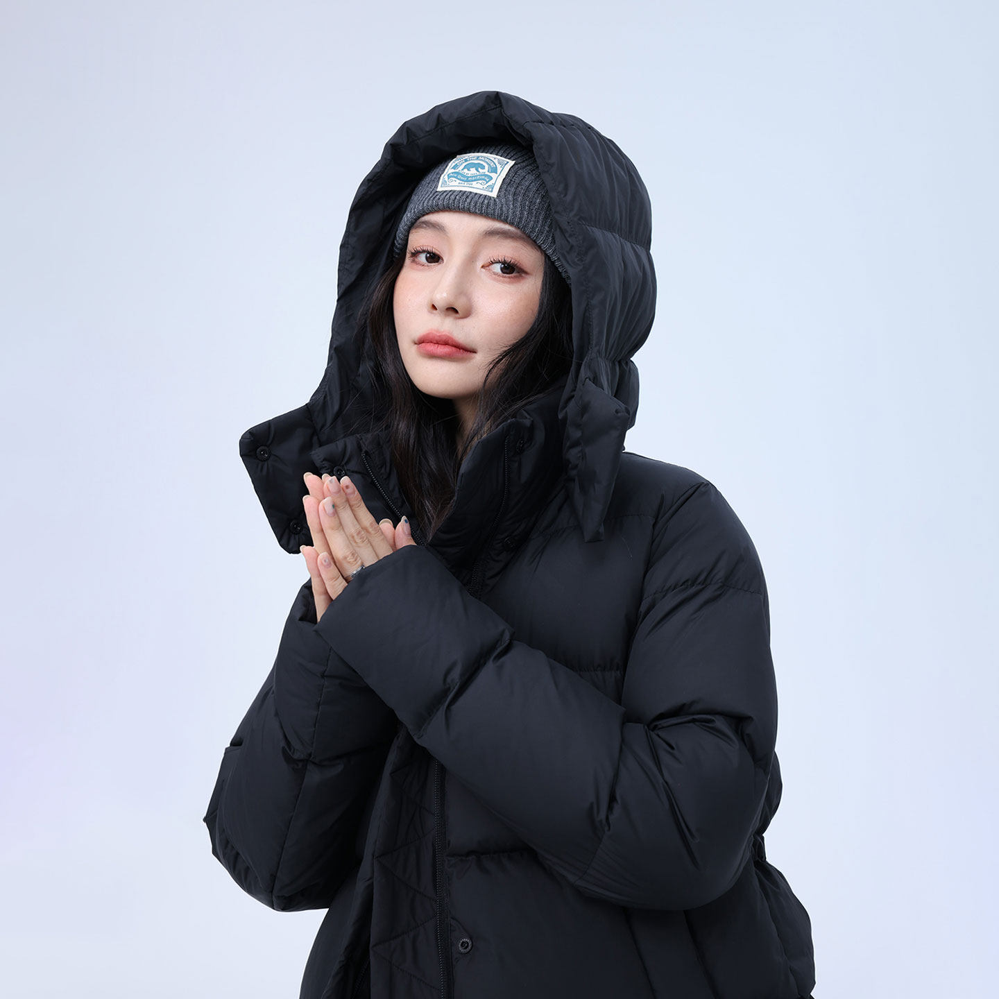 深傲黑色羽绒服女短款小个子收腰显瘦户外加厚面包服肌理感外套冬