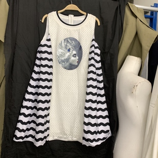 无袖 时尚 条纹百搭连衣裙女裙子w51 女装 伊华欧秀专柜撤柜2025新款