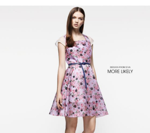 连衣裙女士春夏品牌折扣专柜c12 伊华欧秀印花图案无袖 Eva Ouxiu