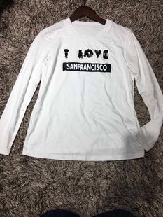 宽松长袖 伊华欧秀英文字母图案白色打底衫 时尚 新款 T恤 女2020春季