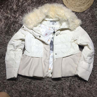 反季特价清仓伊华欧秀女装假两件连帽大毛领短款羽绒服派克服500