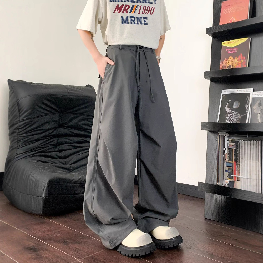 慵懒美式抽绳工装裤女夏季设计感褶皱潮流气质文艺流行