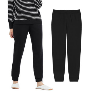 出口日本外贸女家百搭360°弹力棉松紧腰家居外穿裤 束口休闲长裤