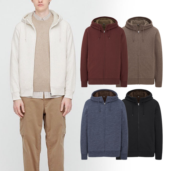 出口日本外贸成人男装秋冬经典仿羊羔绒夹里运动拉链连帽夹克外套