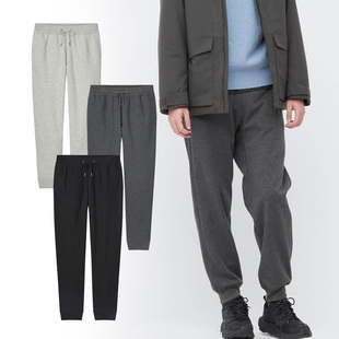 出口日本外贸冬季男装羊羔绒夹里松紧腰系绳宽松保暖束口长裤卫裤