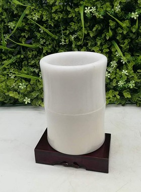 阿富汗玉石笔筒复古桌面摆件