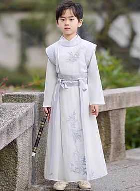 春秋男童唐装唐朝李白服装圆领袍