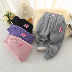 小女孩亮灯一条过冬加厚外穿长裤 双层棉裤 子儿童冬款 女童夹棉裤