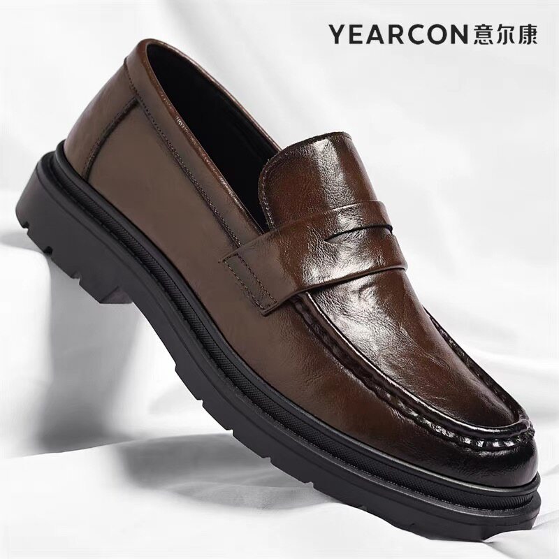 意尔康男鞋2026春季新款男士商务正装真皮软底乐福鞋透气豆豆鞋子