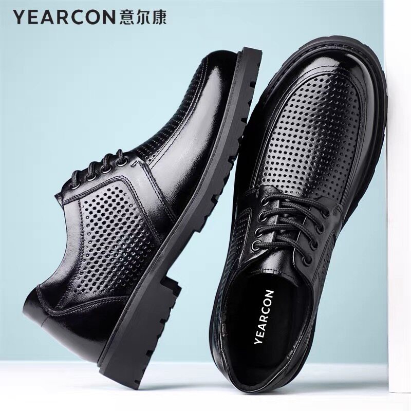 意尔康皮鞋男2026夏季新款男士商务正装真皮镂空透气休闲鞋凉鞋子