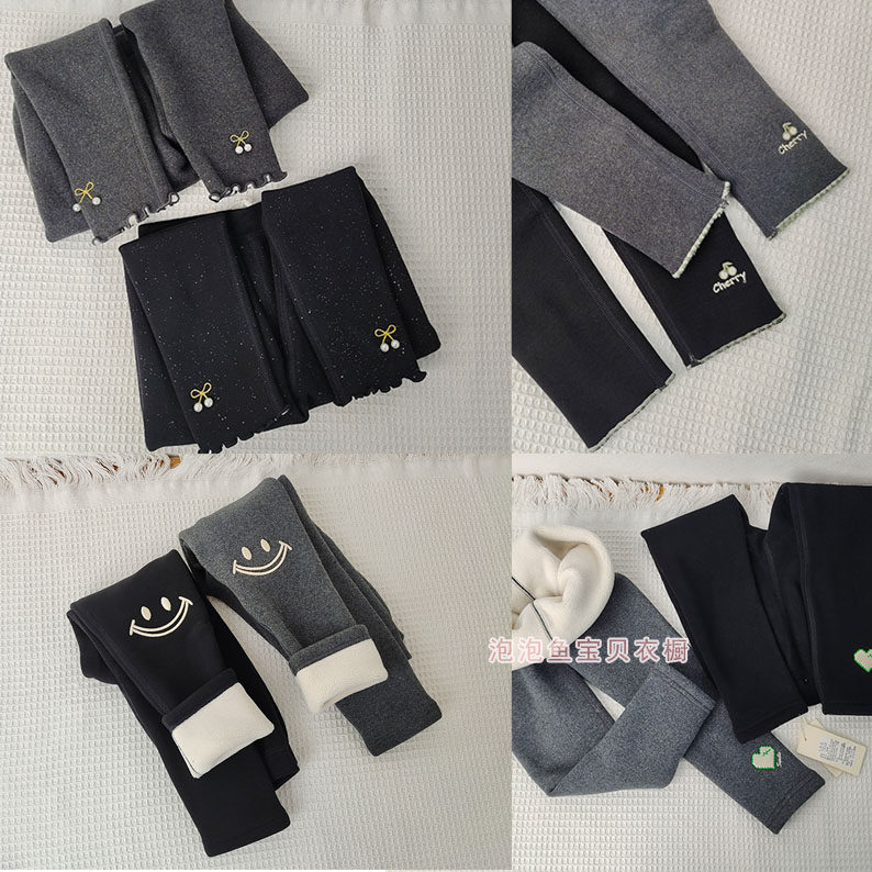 清仓不退换恩希110码冬女宝宝保暖儿童羊羔绒裤子女童薄绒打底裤