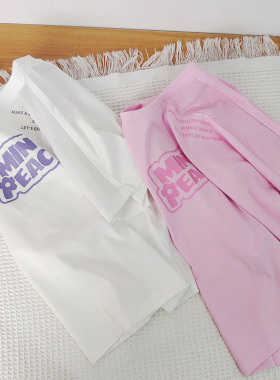 外贸纯原120－160夏季童装儿童圆领白色粉色拼接网眼女童短袖T恤