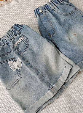 130－170夏季童装新款中大童薄款水洗柔软女童牛仔短裤