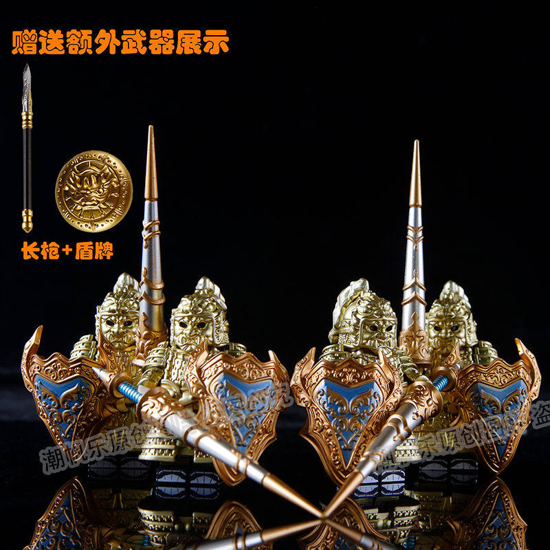 唐朝黄金玄甲军兼容积木古代士兵人仔铁骑铁浮屠金宋拼装玩具男孩