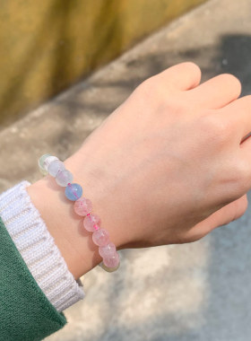 彩虹摩根石手串送女友生日礼物