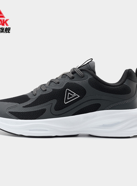 匹克态极运动鞋男黑色轻便透气网布跑步鞋春秋系带休闲鞋ET43301J