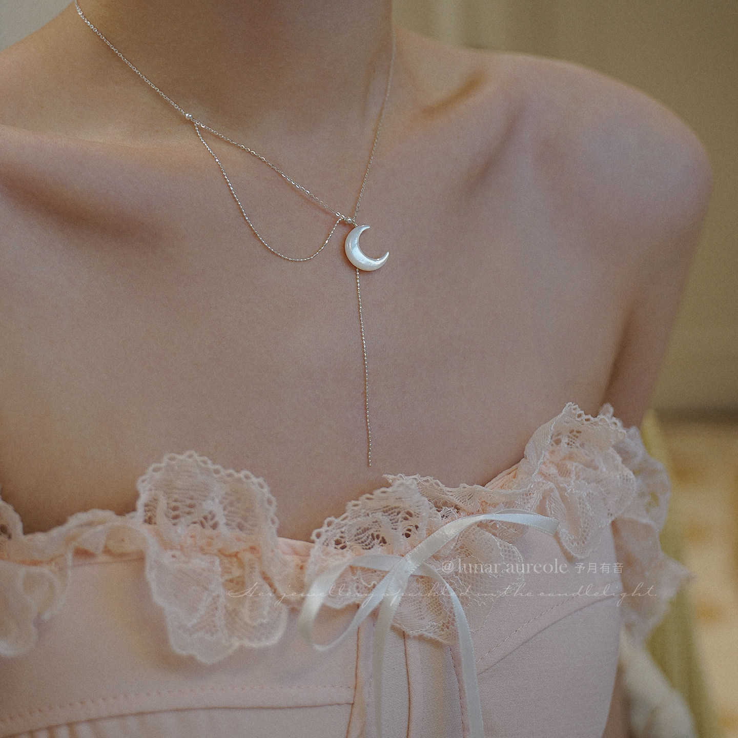 原创 剪下了月光 天然贝母珍珠项链s925纯银气质小众轻奢锁骨链