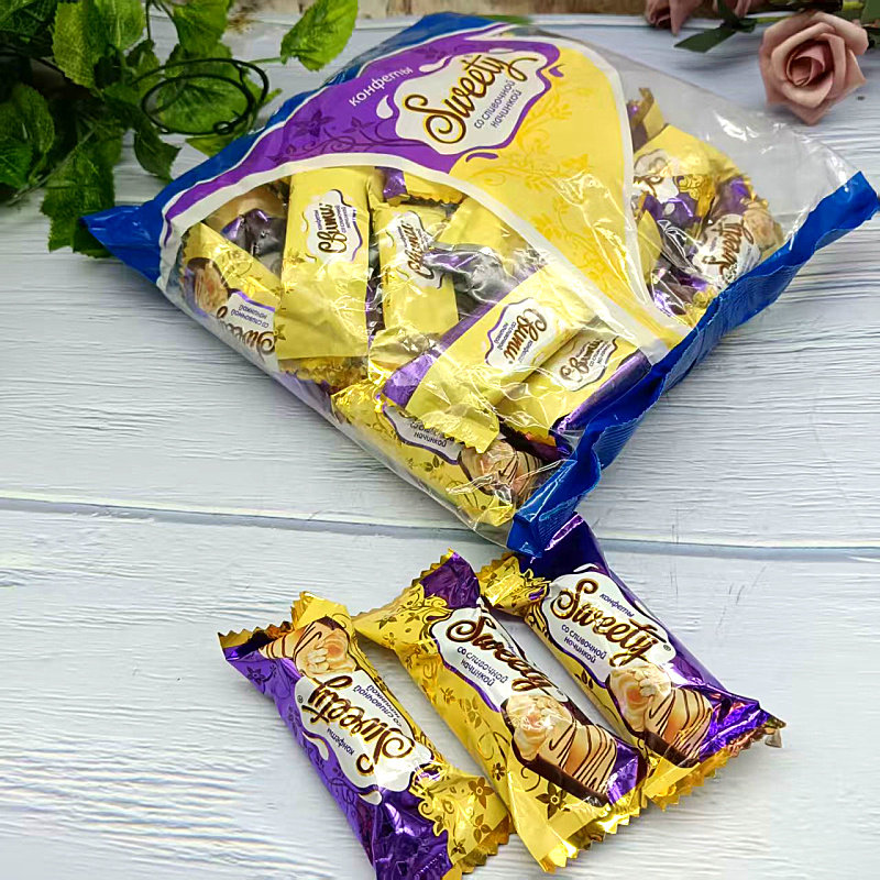 俄罗斯贵族奶油爆米花巧克力糖果袋装混合口味500克零食传统糖果