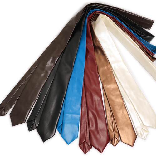 5cm纯色PU小手打领带休闲