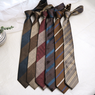 商务上班Necktie 绅士英伦棕色复古欧美风8CM手打款 领带男正装 韩版