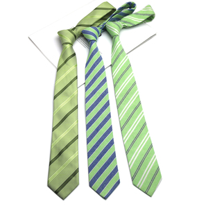 条纹领带复古风咖啡撞色绿色手打学院风休闲百搭棕色衬衫 配饰