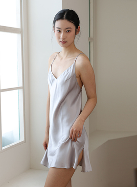 真丝睡衣女夏重磅100%桑蚕丝绸性感吊带睡裙打底美背显瘦家居服