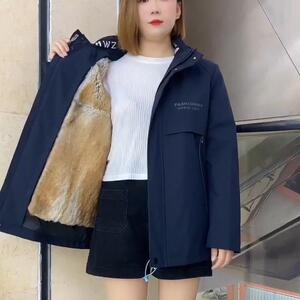 派克服男款冬季短款内胆可拆卸加绒加厚男士皮草派克服皮毛一体
