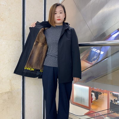 派克服男款冬季整貂内胆可拆卸男士皮草派克服短款加厚皮毛一体