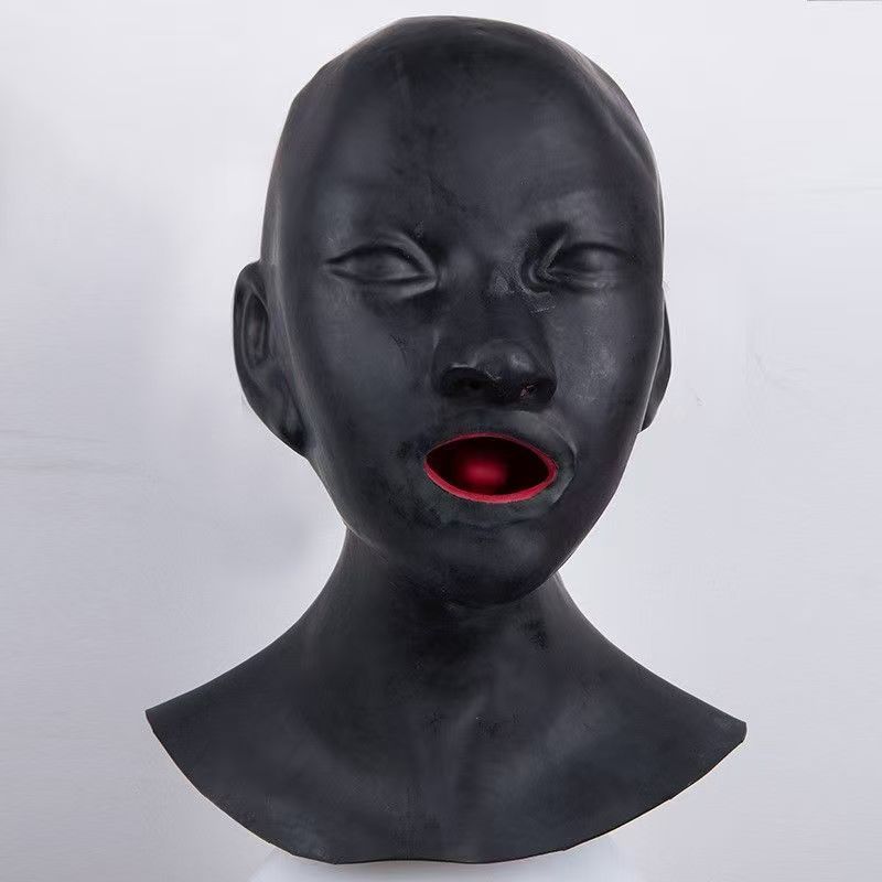 YINUO乳胶头套加厚乳胶面具15cm鼻管牙套一次成型53-57cm现货