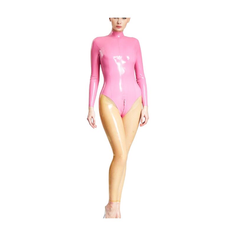 YINUO乳胶衣女拼色乳胶紧身衣乳胶连体衣cos latex 定制
