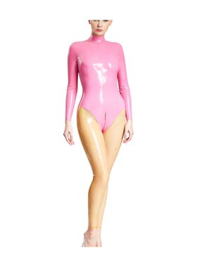 YINUO乳胶衣女拼色乳胶紧身衣乳胶连体衣cos latex 定制