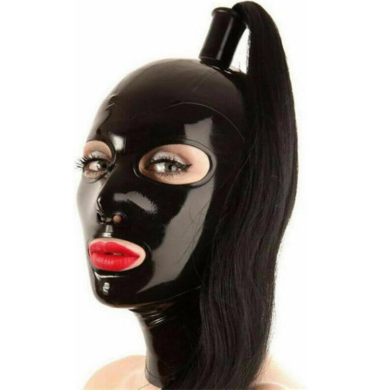 YINUO乳胶头套 乳胶面具 假发乳胶头套cosplay latex mask 定制