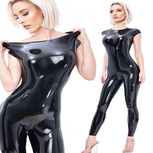 无拉链脖子进入定制 YINUO乳胶衣乳胶紧身衣乳胶连体衣裆拉链短袖