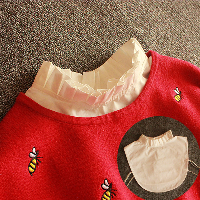 韩版新款白色棉质假领子女士荷叶花边领衫领半高领打底衬衣小立领