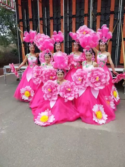 舞蹈演出道具牡丹花舞台表演开场舞运动会手持花仿真牡丹花手拿花