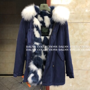 mr mrs Italy 皮草夫妇经典款 藏青色满天星狐狸毛派客服