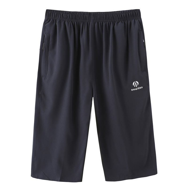 夏季薄款冰丝七分裤男士短裤运动速干弹力7分外穿宽松休闲中裤子