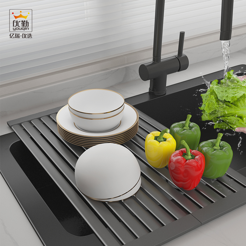 厨房水槽沥水架可折叠碗碟置物架