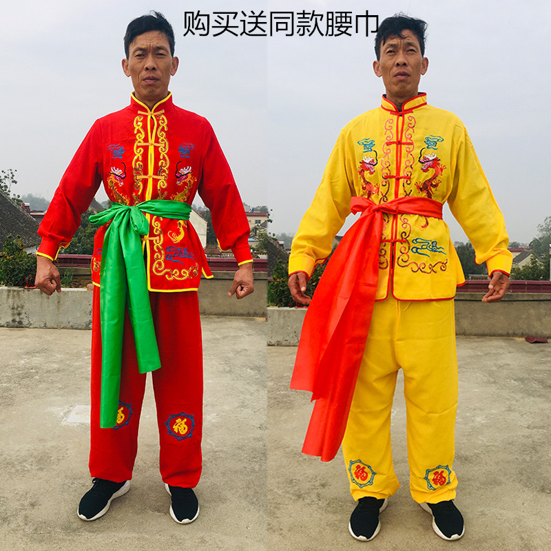 秧歌服男新款锣鼓队服舞蹈演出服中老年打鼓服秧歌扇子舞龙舞狮服