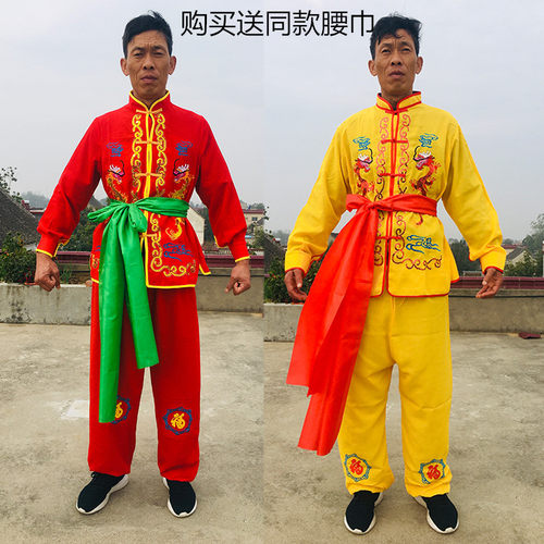 秧歌服男新款锣鼓队服舞蹈演出服中老年打鼓服秧歌扇子舞龙舞狮服