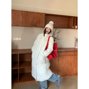 喵胖张桶桶【绵绵雪花酥】慵懒感A字版型连帽百搭长款羽绒服