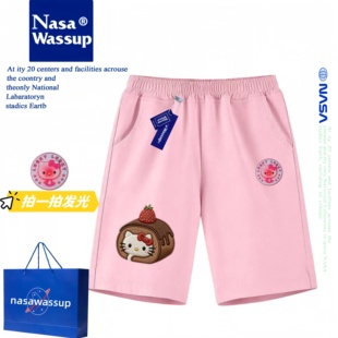 运动裤 WASSUP联名Hellokitty凯蒂猫亮灯女童纯棉短裤 儿童五分裤