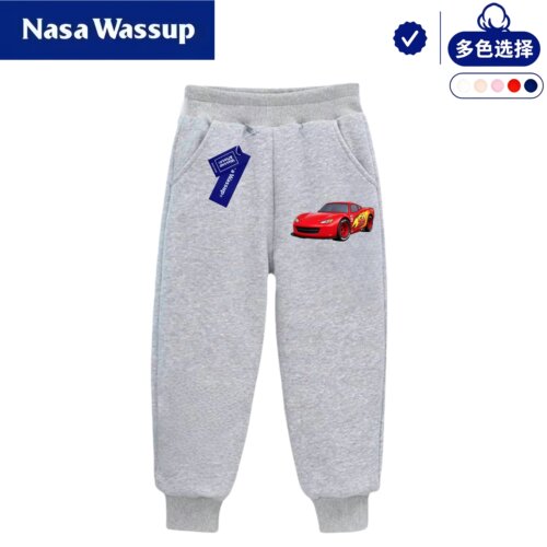WASSUP小汽车闪电赛车男童卫裤运动裤长裤春秋冬加绒男孩休闲裤子